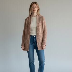 R.H. Stearns Chunky Knit Wool Open Cardigan Vintage Women's L Beige Red Italy